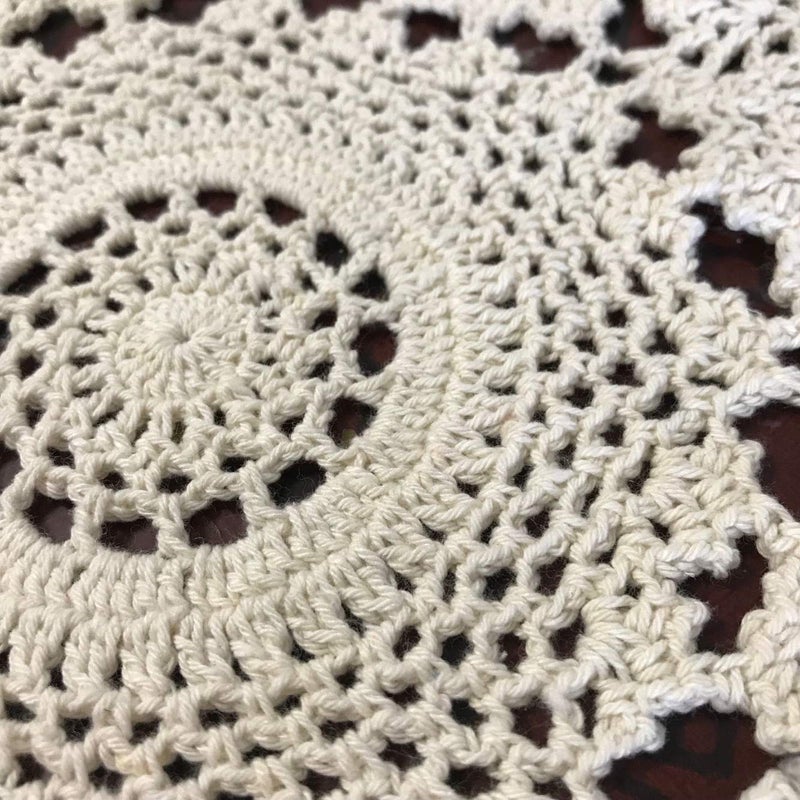 USTIDE 60" Crochet Lace Tablecloth Round Beige Crocheted Table Cloths Elegant Floral Covers Handmade Table Overlays Doily - Image 4